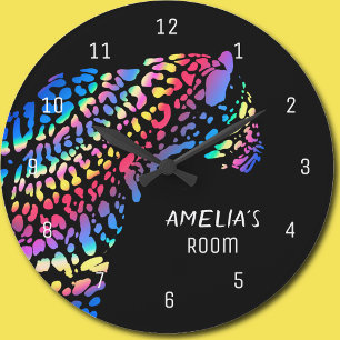 Rainbow Jaguar Personalised Clock