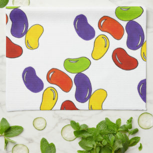Rainbow Jelly Bean Easter Basket Candy Treats Tea Towel