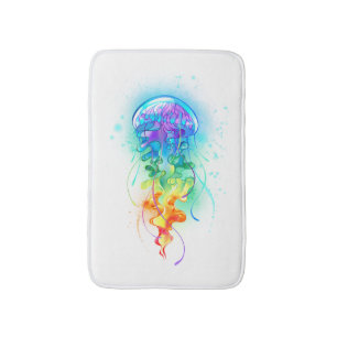 Rainbow jellyfish bath mat