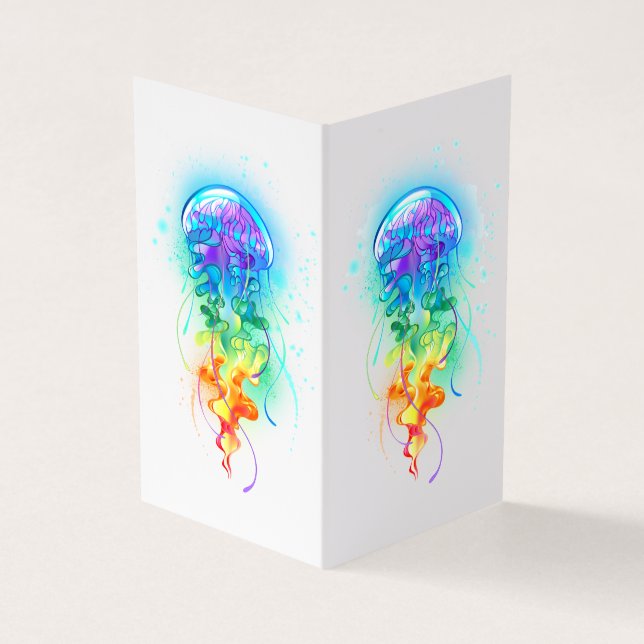 Rainbow jellyfish business card (Outside)