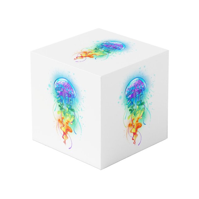 Rainbow jellyfish cube (Front Angled)