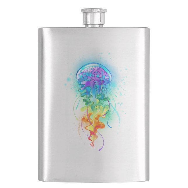 Rainbow jellyfish hip flask (Front)