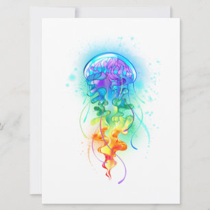 Rainbow jellyfish holiday card