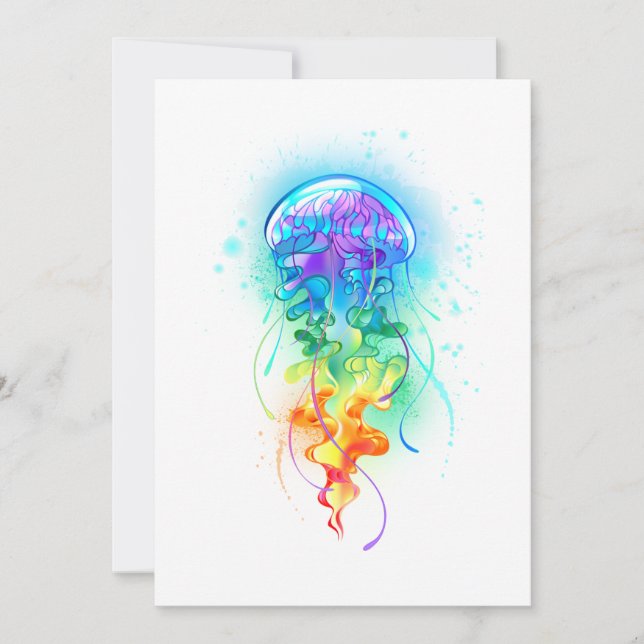 Rainbow jellyfish holiday card (Front)