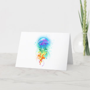 Rainbow jellyfish holiday card