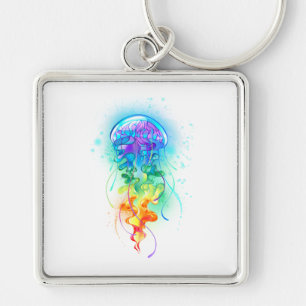 Rainbow jellyfish key ring