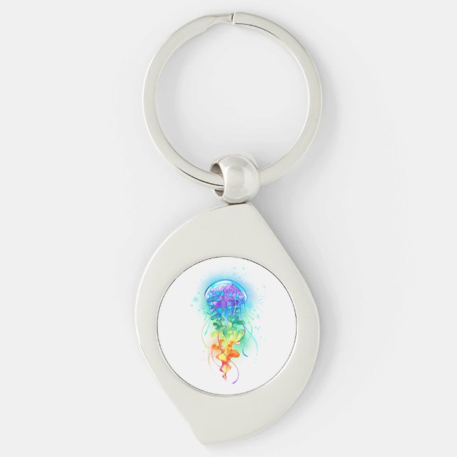 Rainbow jellyfish key ring (Front)