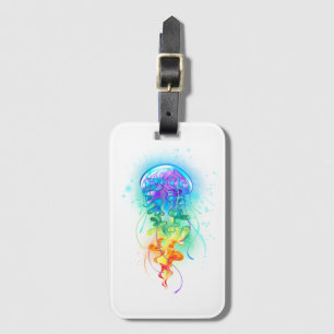 Rainbow jellyfish luggage tag