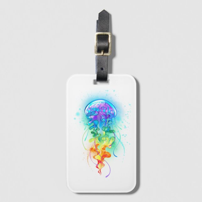 Rainbow jellyfish luggage tag (Front Vertical)
