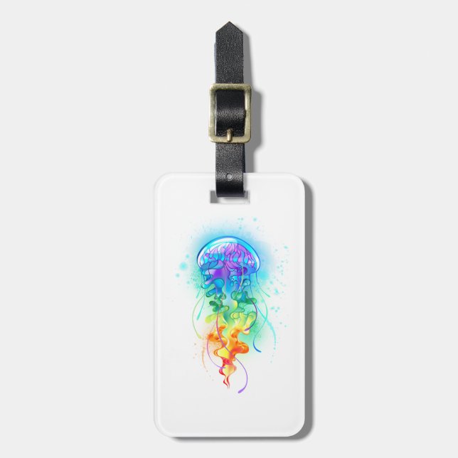 Rainbow jellyfish luggage tag (Front Vertical)
