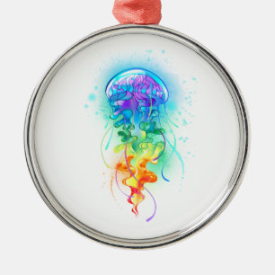 Rainbow jellyfish metal ornament