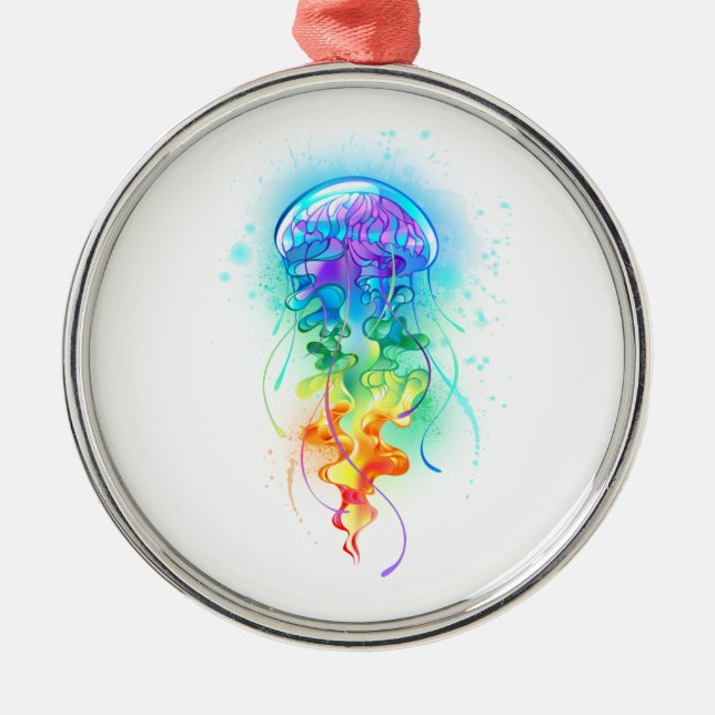 Rainbow jellyfish metal ornament (Front)