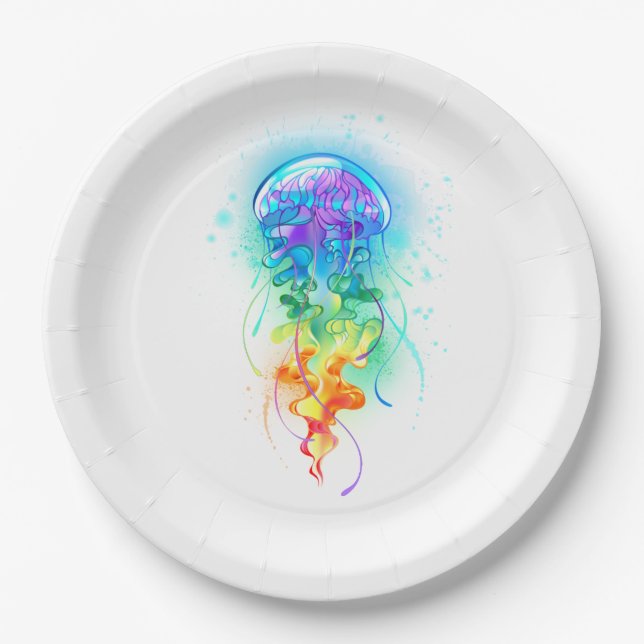 Rainbow jellyfish paper plate (Front)
