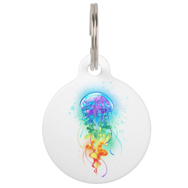 Rainbow jellyfish pet tag (Front)