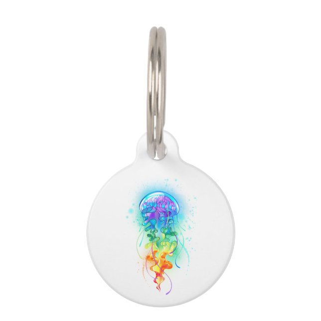 Rainbow jellyfish pet tag (Front)