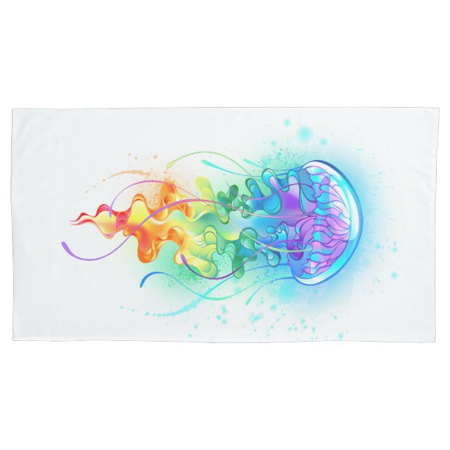 Rainbow jellyfish pillowcase (Front-Left)