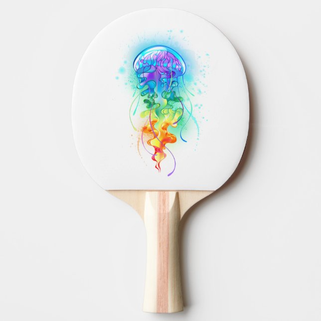 Rainbow jellyfish ping pong paddle (Front)