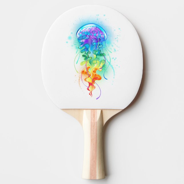 Rainbow jellyfish ping pong paddle (Front)