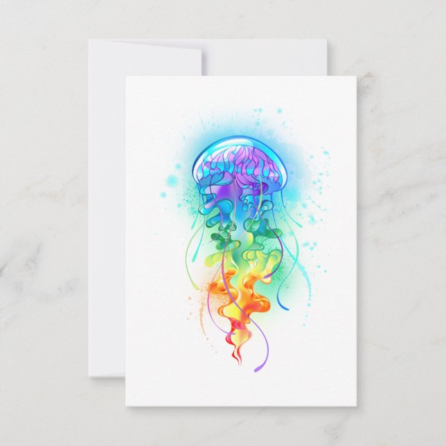 Rainbow jellyfish RSVP card (Front)