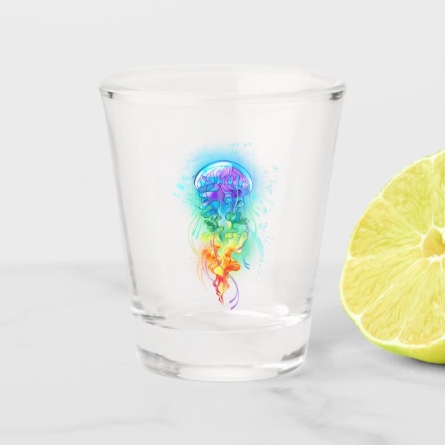 Rainbow jellyfish shot glass (Front)