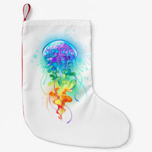 Rainbow jellyfish small christmas stocking