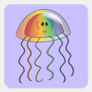 Rainbow jellyfish square sticker