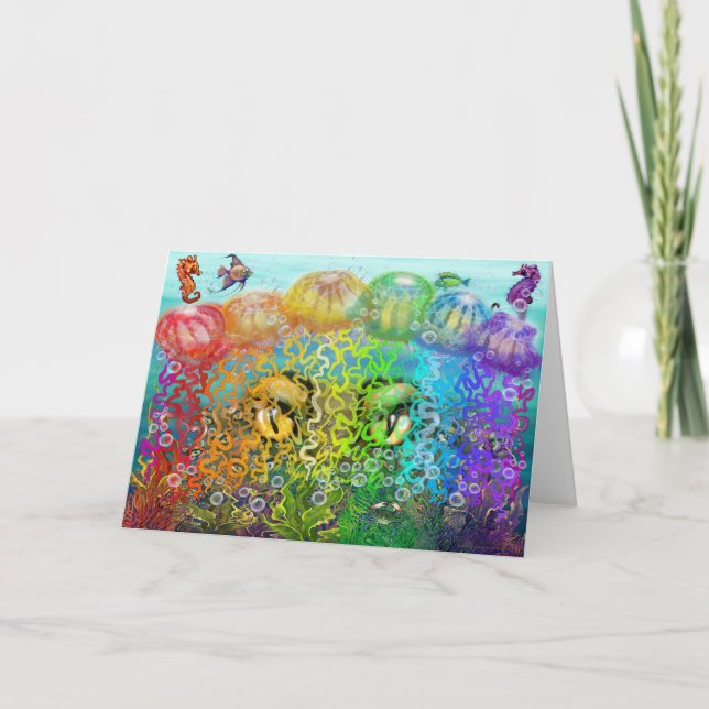 Rainbow Jellyfish Tentacles Card (Front)
