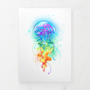 Rainbow jellyfish Tri-Fold card