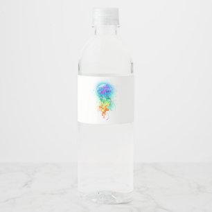 Rainbow jellyfish water bottle label