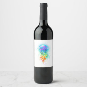 Rainbow jellyfish wine label