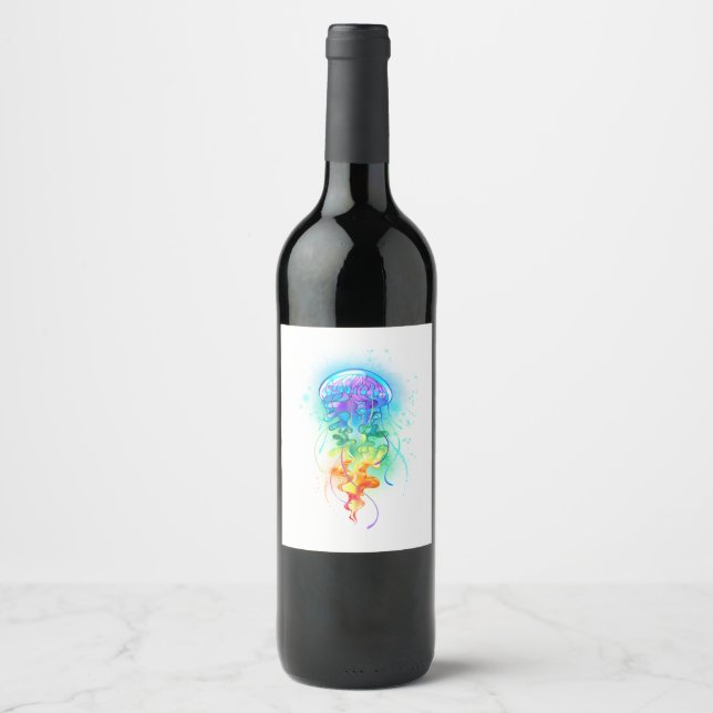 Rainbow jellyfish wine label (Front)