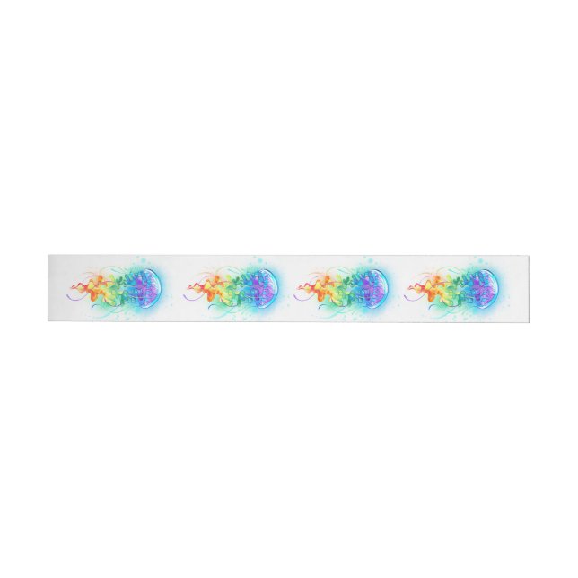 Rainbow jellyfish wraparound address label (Individual)