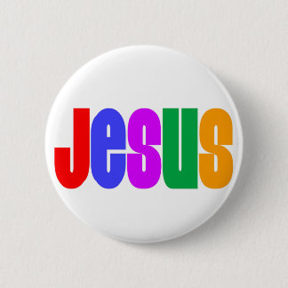 Rainbow Jesus 6 Cm Round Badge