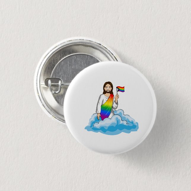 Rainbow Jesus Progress Flag 3 Cm Round Badge (Front & Back)