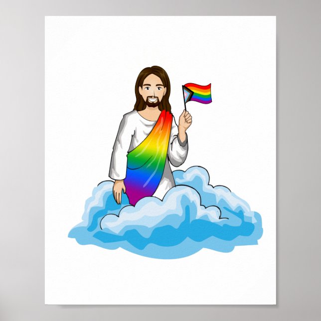 Rainbow Jesus Progress Flag Poster (Front)