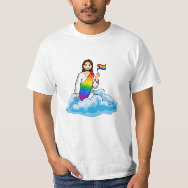 Rainbow Jesus Progress Flag T-Shirt (Front)