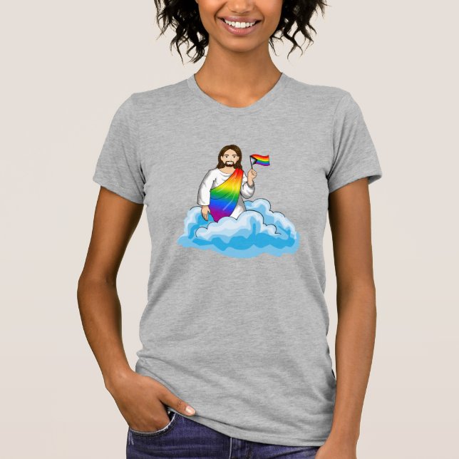 Rainbow Jesus Progress Flag T-Shirt (Front)