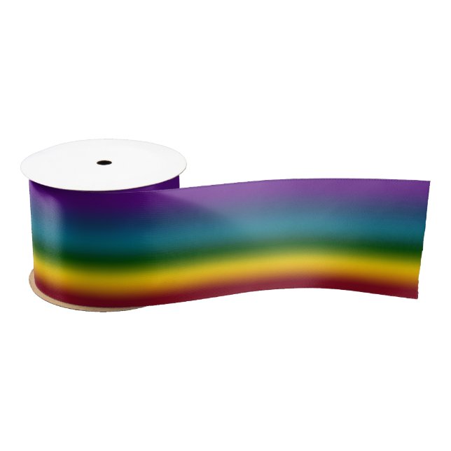 Rainbow Jewel Tones in Gradient Stripes Satin Ribbon (Spool)