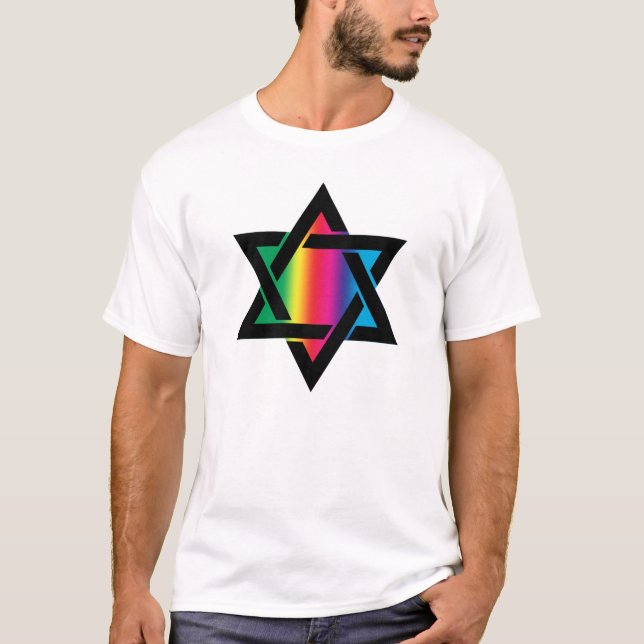 Rainbow Jewish Star of David T-Shirt (Front)