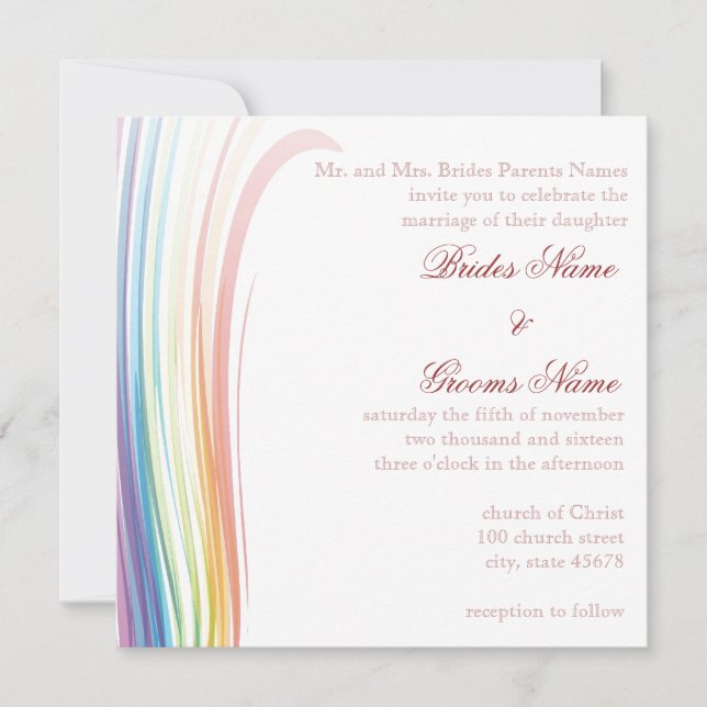 Rainbow Joy Wedding Invitation (Front)