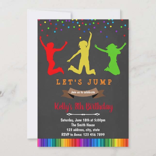 Rainbow jump birthday invitation (Front)
