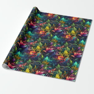 Rainbow Jungle Leaves Wrapping Paper