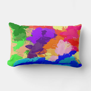Rainbow Kaleidoscope Butterflies Lumbar Cushion