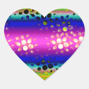 Rainbow Kaleidoscope Dotted Bursts Pattern Heart Sticker