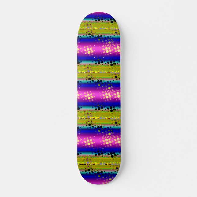 Rainbow Kaleidoscope Dotted Bursts Pattern Skateboard (Front)