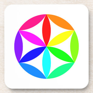 Rainbow Kaleidoscope Hard plastic coaster