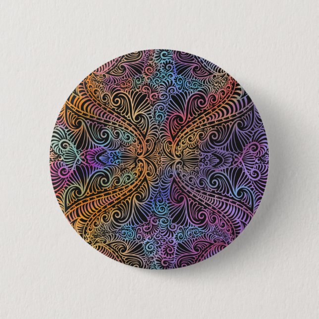 Rainbow Kaleidoscope Mandala 6 Cm Round Badge (Front)