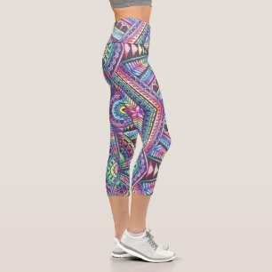 Rainbow Kaleidoscope Mandala Art Abstract Pattern  Capri Leggings