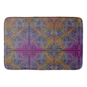 Rainbow Kaleidoscope Mandala Bath Mat