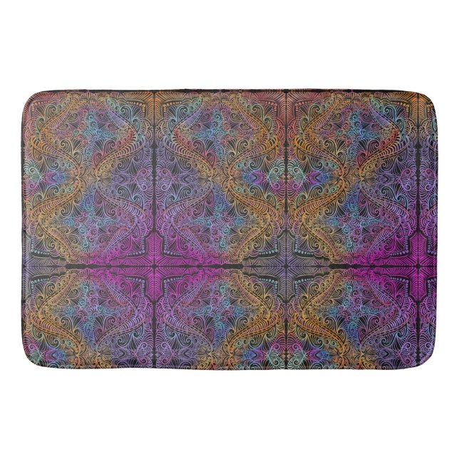 Rainbow Kaleidoscope Mandala Bath Mat (Front)